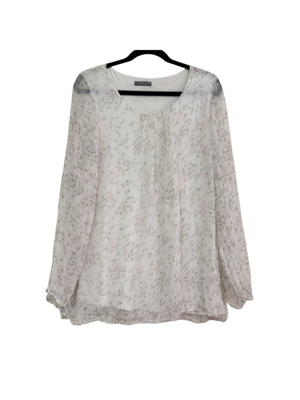 Piazza Del Tempo Italy Silk Floral Sheer Blouse Top Large Romantic Boho